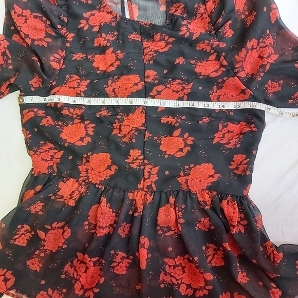 Zara floral black red blouse - Picture 7 of 8
